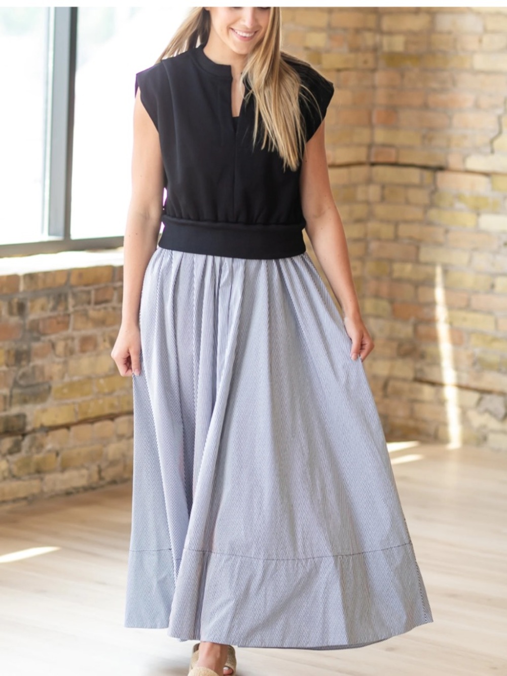 Elan Mixed Media Maxi Dress